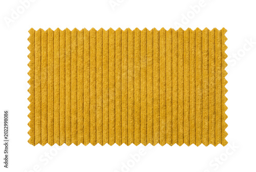 Foto Mustard yellow corduroy fabric swatch with zigzag edges