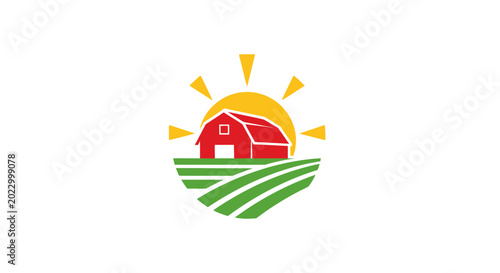 Φωτογραφία Minimalist barn and agricultural field logo design.