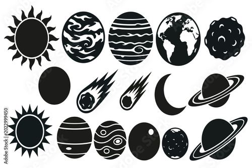 Foto solar system planets and celestial bodies vector illustration