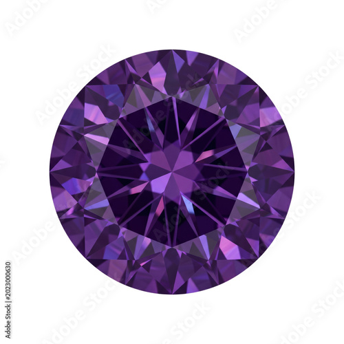 Brilliant round cut purple amethyst diamond gemstone