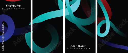 Fotografía Vibrant abstract illustration features swirling lines on black background