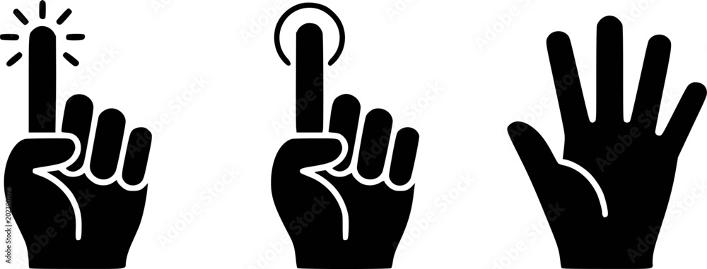 Fototapeta premium Iconography of hands: pointing, tapping, and open palm