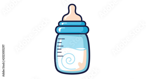 Foto Baby Bottle with Milk and Nipple - Newborn Feeding Icon