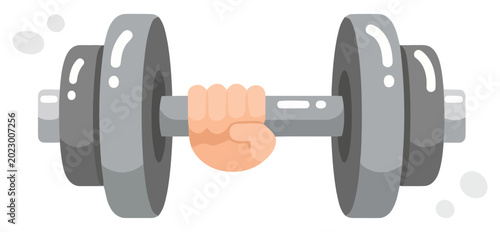 Foto Dumbbell weight lifting fitness icon with hand grip exercise vector illustration