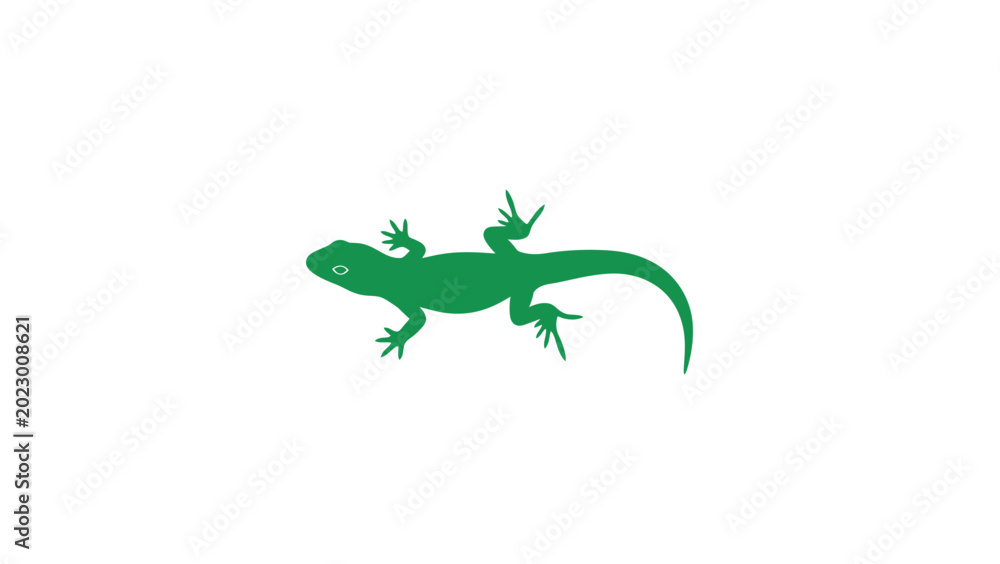 Fototapeta premium Minimalist Green Lizard Silhouette Graphic Icon
