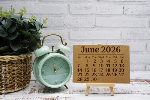 June 2026 annual monthly desk calendar for planning and management