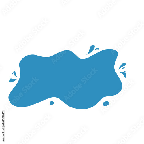 Blue Water Puddle Splash Organic Abstract Blob Doodle Illustration