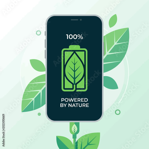 Eco friendly smartphone battery powered by nature.