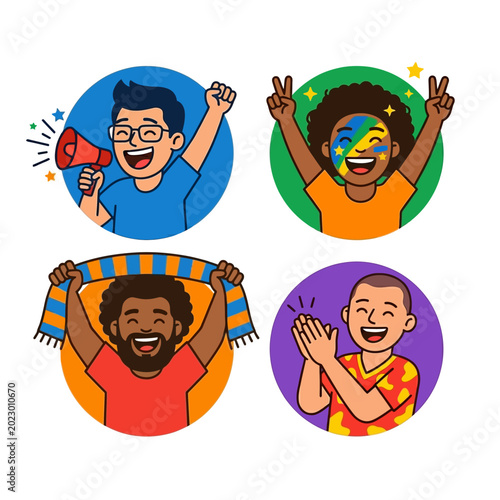 Diverse group of happy people celebrating.