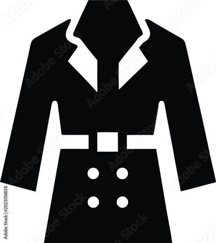 trench coat silhouette vector illustration on transparent background
