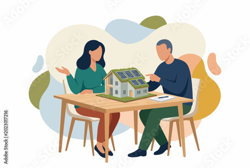 Couple Planning Sustainable Eco Home With Solar Panels