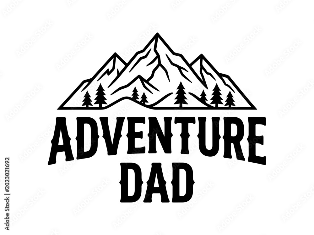 Fototapeta premium Adventure Dad mountain line art emblem