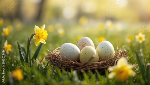 easter eggs in the grass