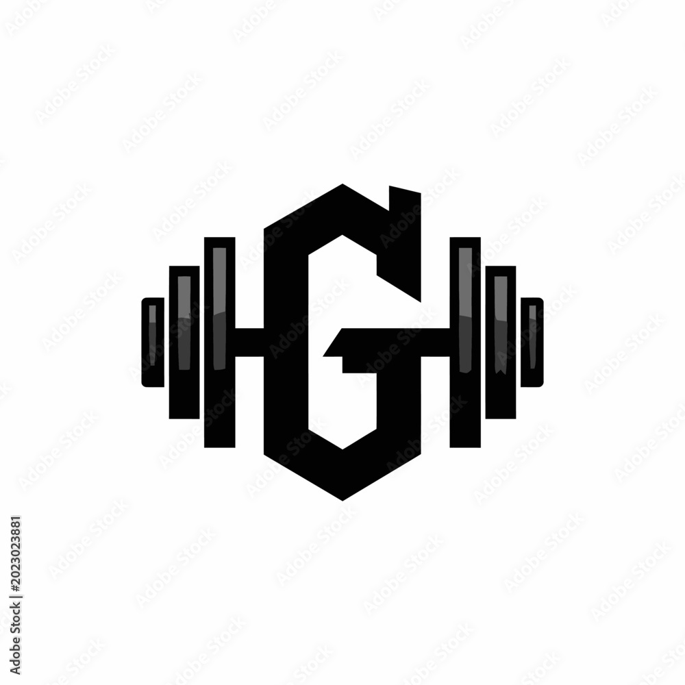 Fototapeta premium A stylized illustration of a dumbbell with a logo symbolizes fitness and strength.