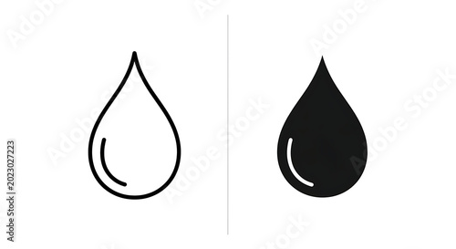 Water drop icon set, outline and solid style