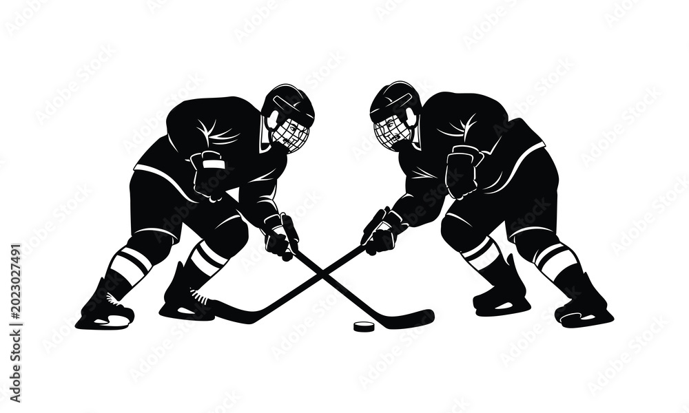 Obraz premium Hockey silhouette, hockey vector, ice hockey illustration, hockey design pack, hockey player black shape, hockey stick and puck, skating athlete graphic, ice hockey icon, hockey goalie silhouette