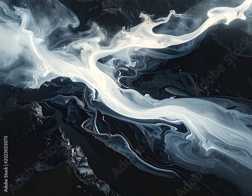 Glacial river aerial view landscape photography.