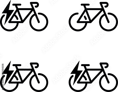 Electric bicycle icon collection, eco transport bike symbols set, sustainable mobility vector isolated background