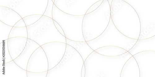 Abstract background golden circle stock line with shadows. abstract artistic geometric background Gold circles abstract seamless vector pattern. Minimal style white website banner, decoration Vector.