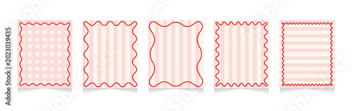 Bild auf Leinwand Zig zag wavy edge rectangle frame or border shapes set