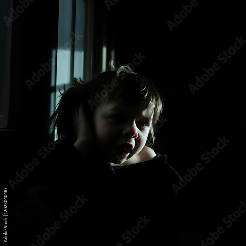 Shadows writhe, a tiny face etched in terror, muffled cries unheard amidst fractured domesticity,  parental strife,  domestic discord