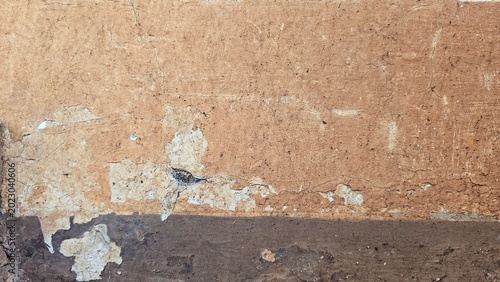 Canvas-taulu Walls that are already dirty with wooden moldings that have been attacked by termites, texture of damaged wood that is attacked, damaged, and eaten by termites, termite paths, termite nests