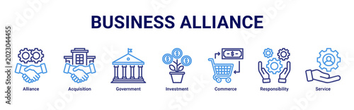 Bild auf Leinwand Business Alliance web banner icon vector illustration with icons of Alliance, Ac