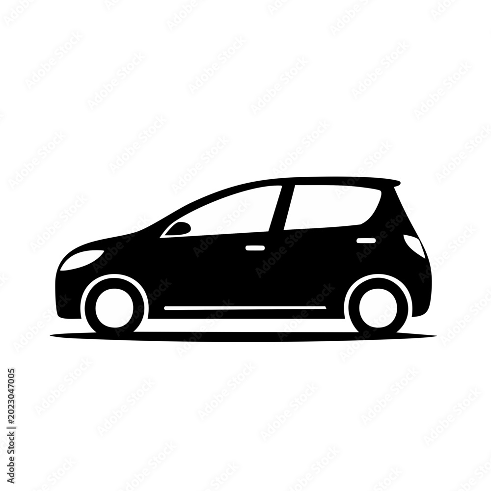 Obraz premium Modern Hatchback Car Silhouette - Vector Icon for Automotive and Transportation