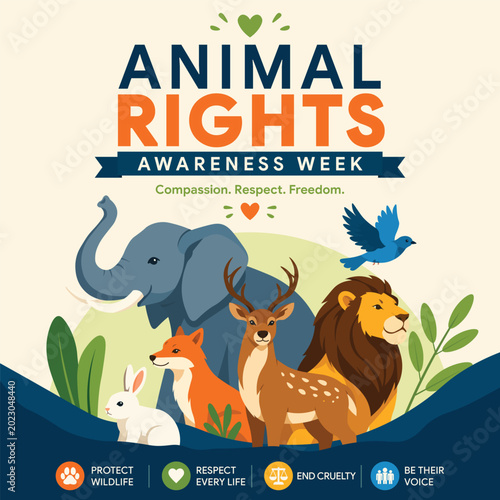 Obraz na plátne Animal Rights and Wildlife Awareness Campaign Poster