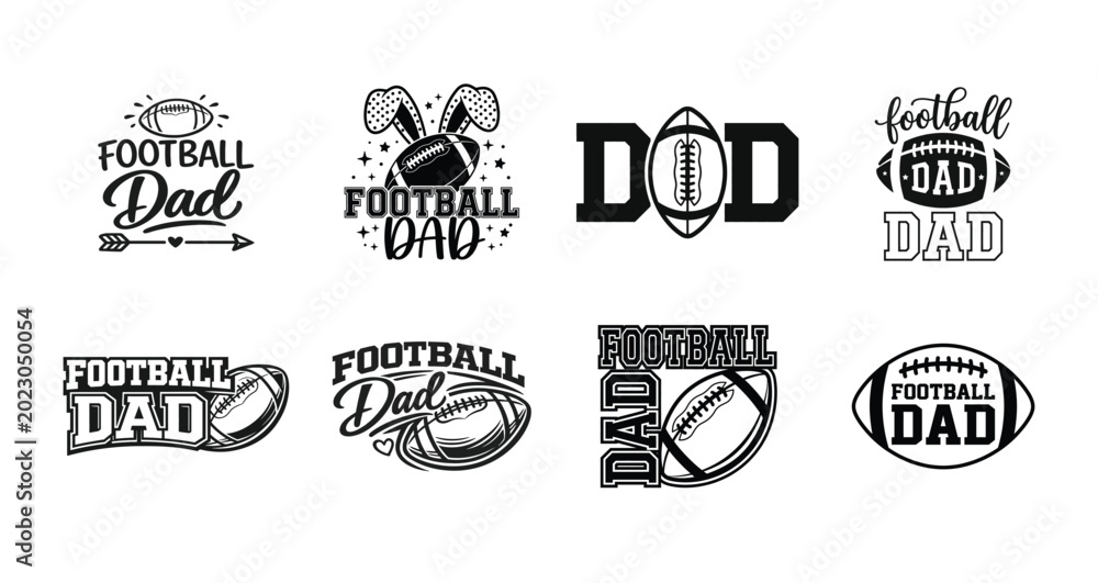 Obraz premium Football Dad Vector Bundle Featuring Sports Dad Quotes and Football Graphics