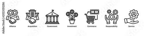 Canvastavla Business Alliance web banner icon vector illustration with icons of Alliance, Ac