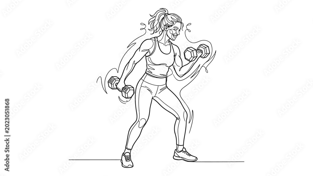 Fototapeta premium Woman engaging in fitness with dumbbells.