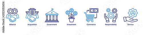 Konstfotografi Business Alliance web banner icon vector illustration with icons of Alliance, Ac