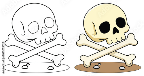 Photos Skeleton head resting on two large crossed bones is a spooky and fun activity f