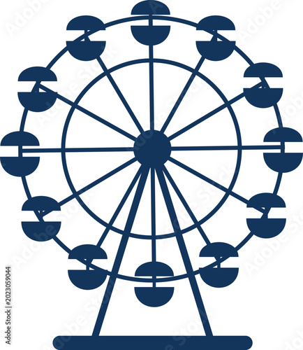 Fotografie Blue ferris wheel on white background
