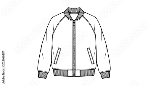 Fotografía Varsity bomber jacket vector illustration stylish fashion apparel outline design
