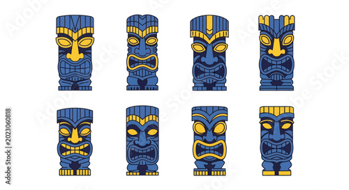 Foto Collection of Blue and Yellow Tiki Masks