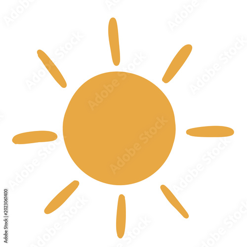 手描きタッチのシンプルでかわいい太陽のイラスト