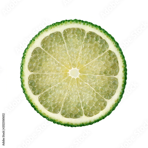 Close-up of a lime slice on white background citrus
