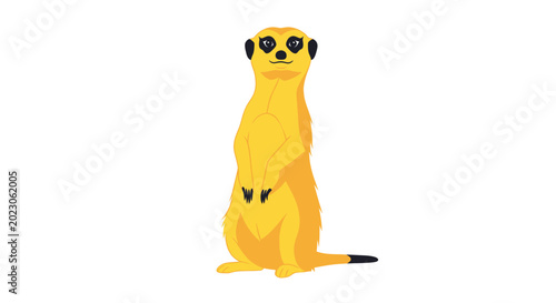 Tableau sur toile Cute Meerkat Standing on White Background, Cartoon Style