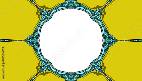 Photography Ornate Teal Circular Frame Design Element.