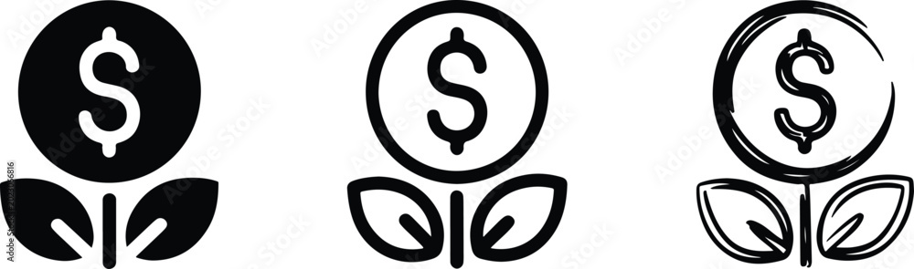 Fototapeta premium Modern Wealth Accumulation, Venture Capital Funding, and Green Finance Vector Graphics.