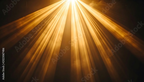 Golden Light Beams Radiating Upwards.