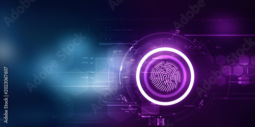 Cuadro en lienzo 2d Illustration Fingerprint Scanning Technology Concept