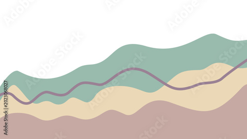 Fotografie Abstract wavy background with muted sage teal and beige layers