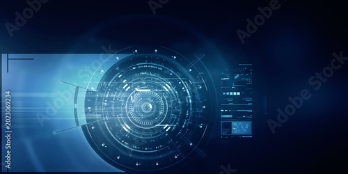 2d illustration Abstract futuristic electronic circuit technology background