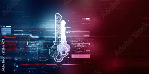 2d illustration digital abstract technology digital future cyber security key