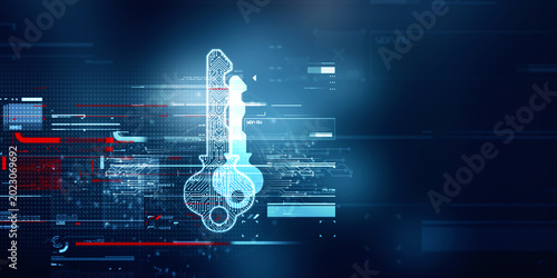 2d illustration digital abstract technology digital future cyber security key