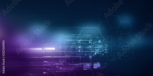 2d illustration Abstract futuristic electronic circuit technology background