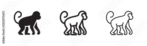 Photography Monkey Icon - Wildlife, Primate, Jungle Animal Symbols